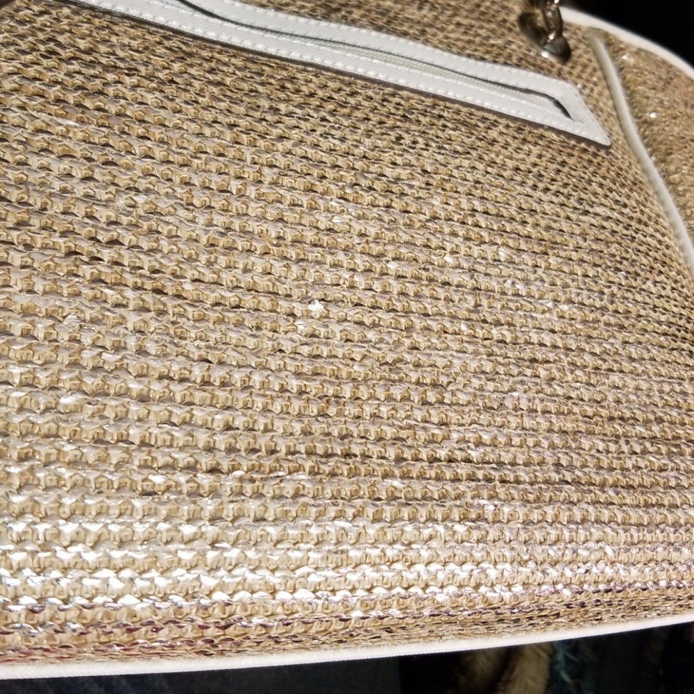 liz Claiborne silver straw purse - Picture 2 of 7